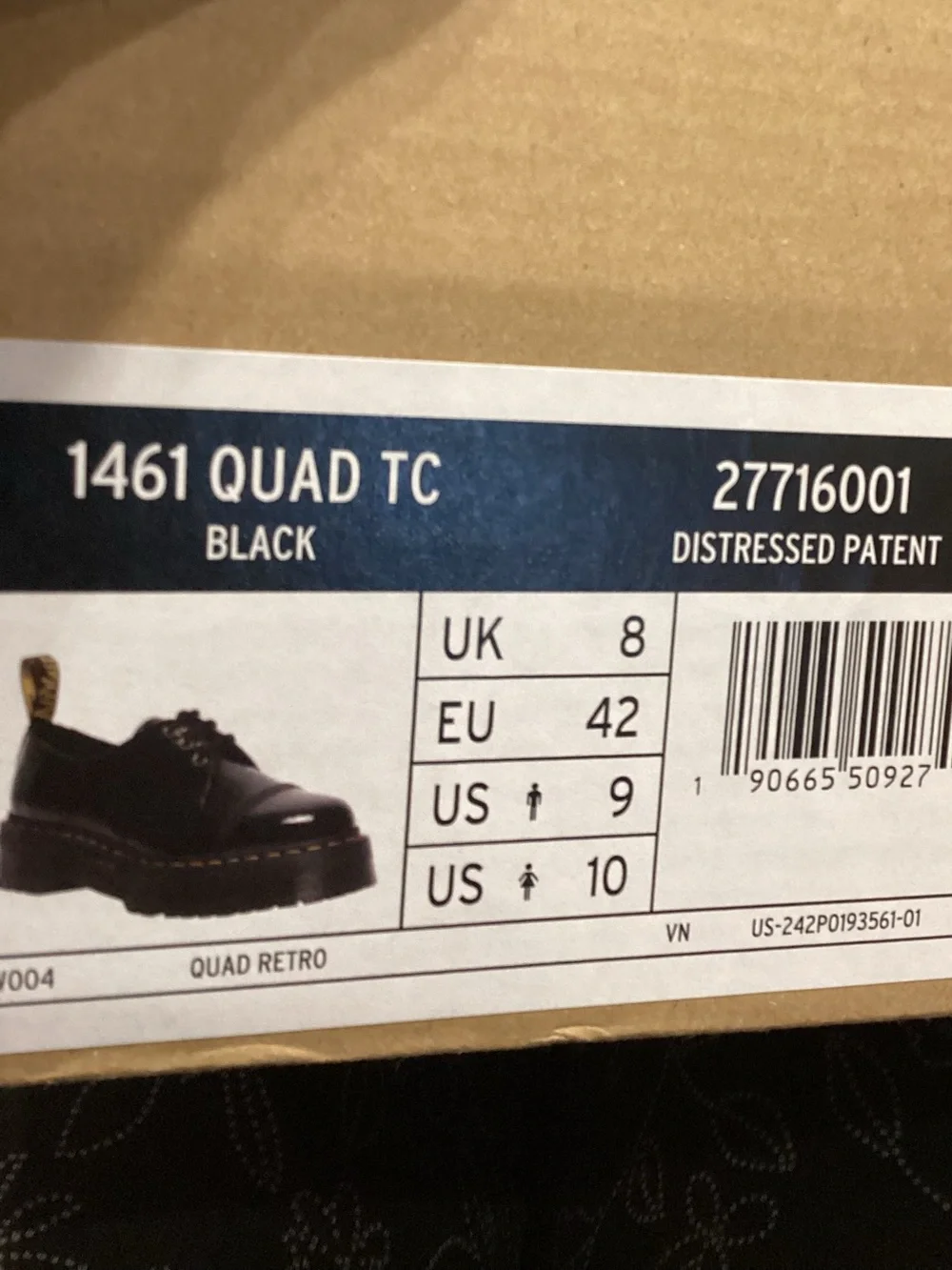 NEW Dr. Martens 1461 Quad TC black platforms distressed patent leather unisex